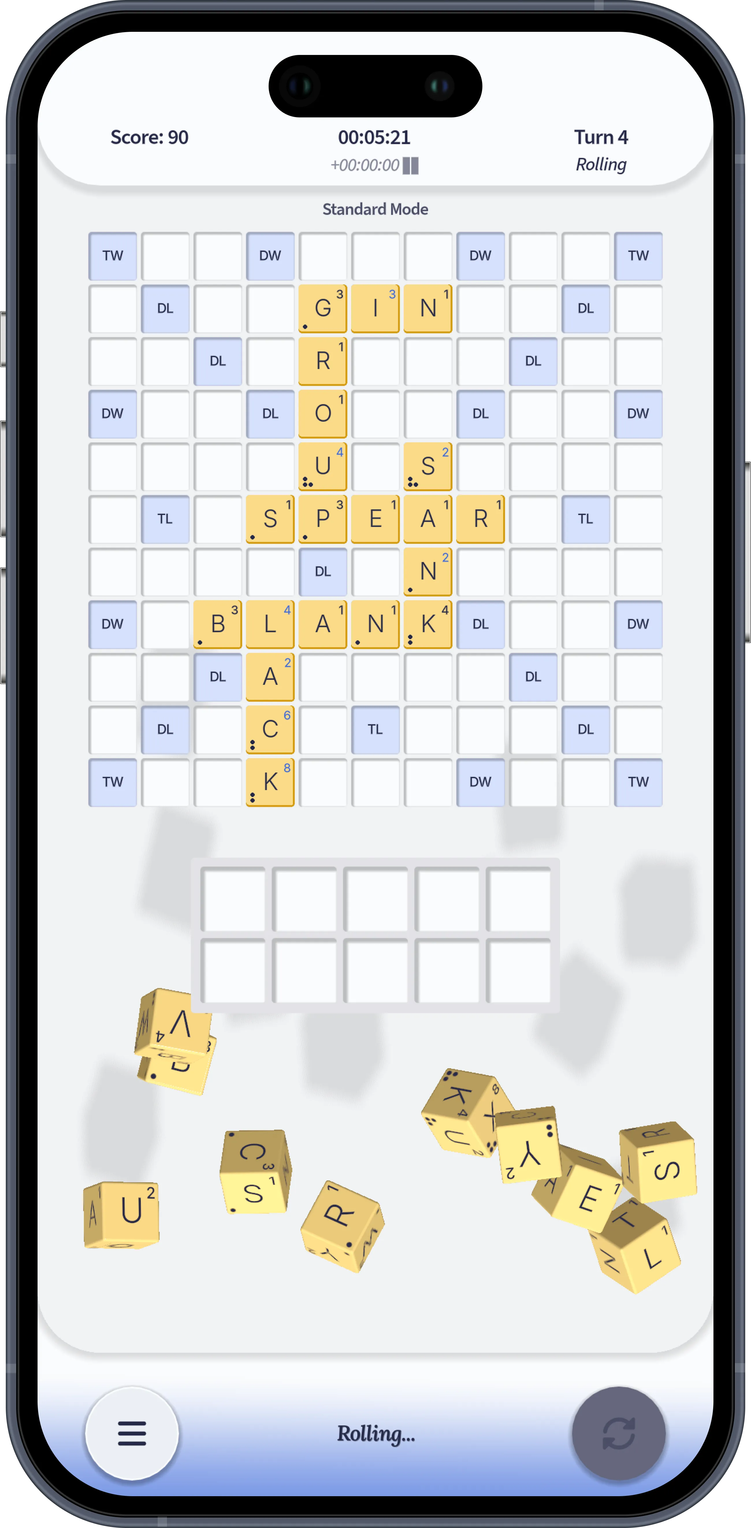 High Roll Glyph: Roll, lock and place your letters